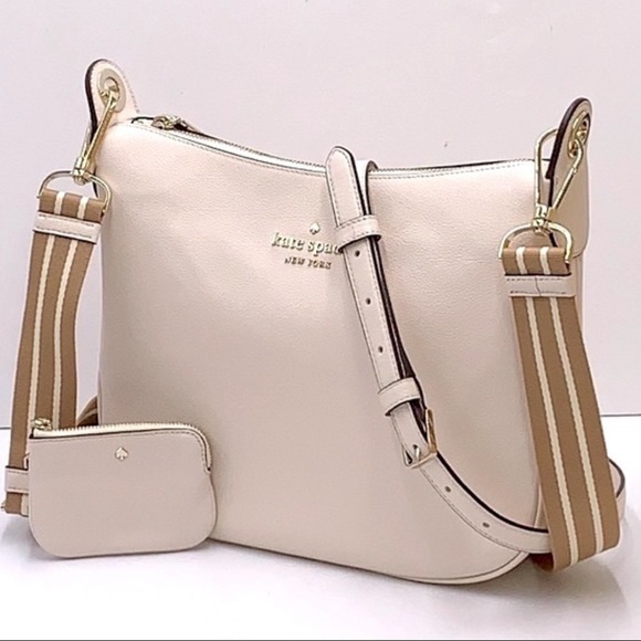 New Kate Spade Rosie Large Crossbody Pebbled Leather Parchment - Picture 4 of 16